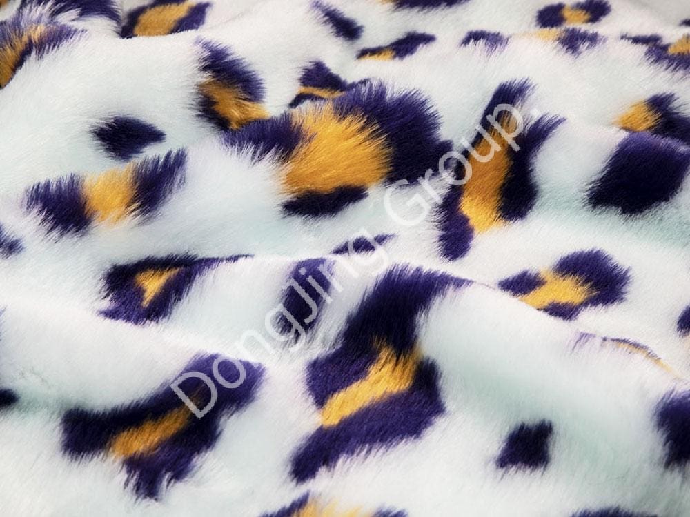 9HW0390-Driekleurige jacquard (Landi geel) luipaard cirkel luipaardprint faux fur fabric