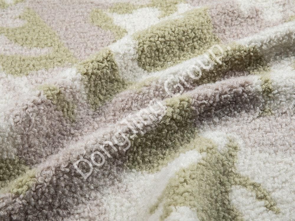 9KW0368-Driekleurige camouflage groene havermout imitatie wol faux fur fabric