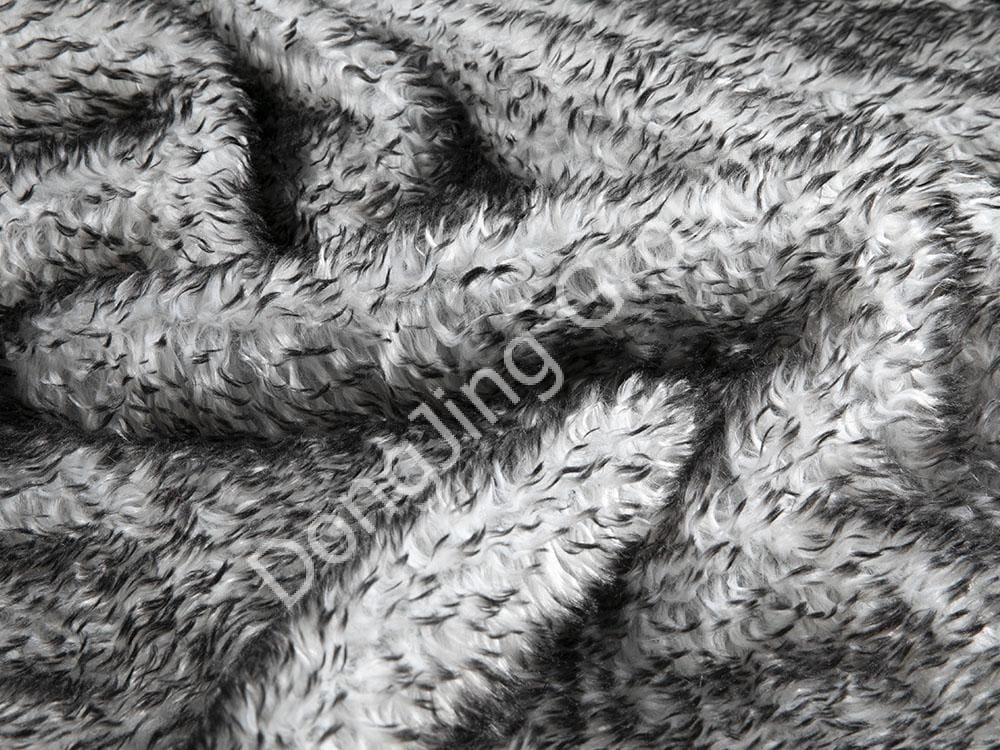 9KZ0035-Zwarte puntige rolbasisplaat bedrukt met dezelfde kleur imitatiewol faux fur fabric