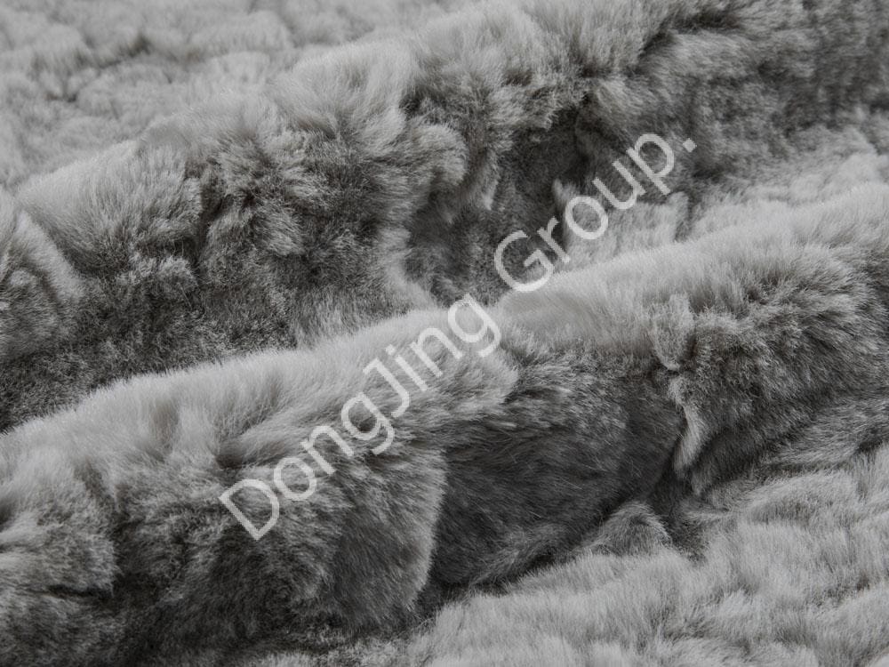 9T1788-Grijze borstel van konijnenhaar faux fur fabric