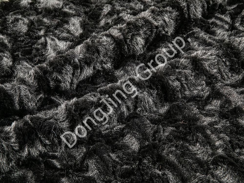 9T2446-Zwart geborsteld konijnenhaar faux fur fabric