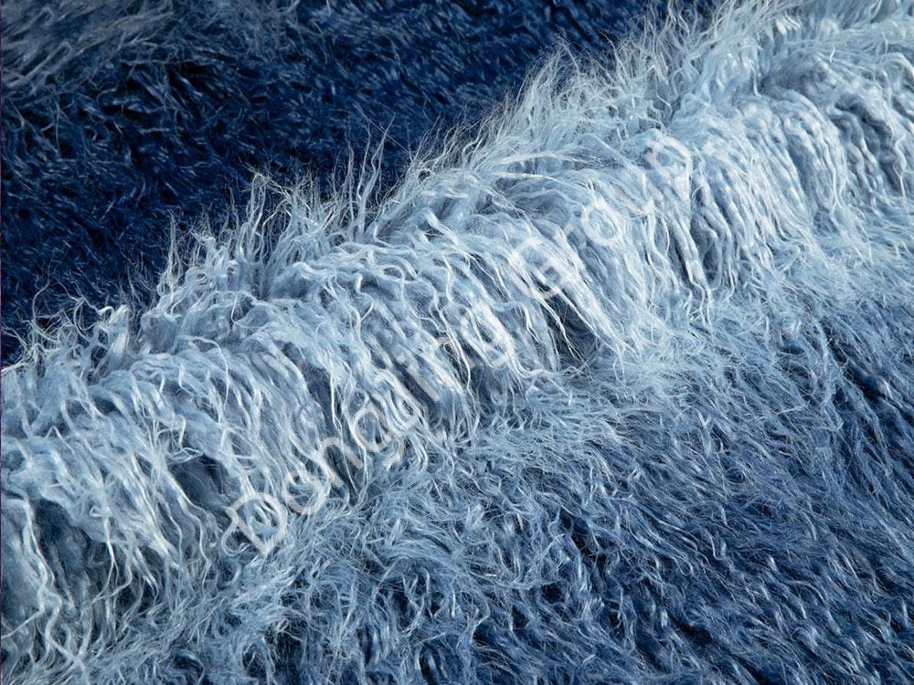 9W0157-Donkerblauw en lichtblauw gewassen rollers duwen strandwol faux fur fabric