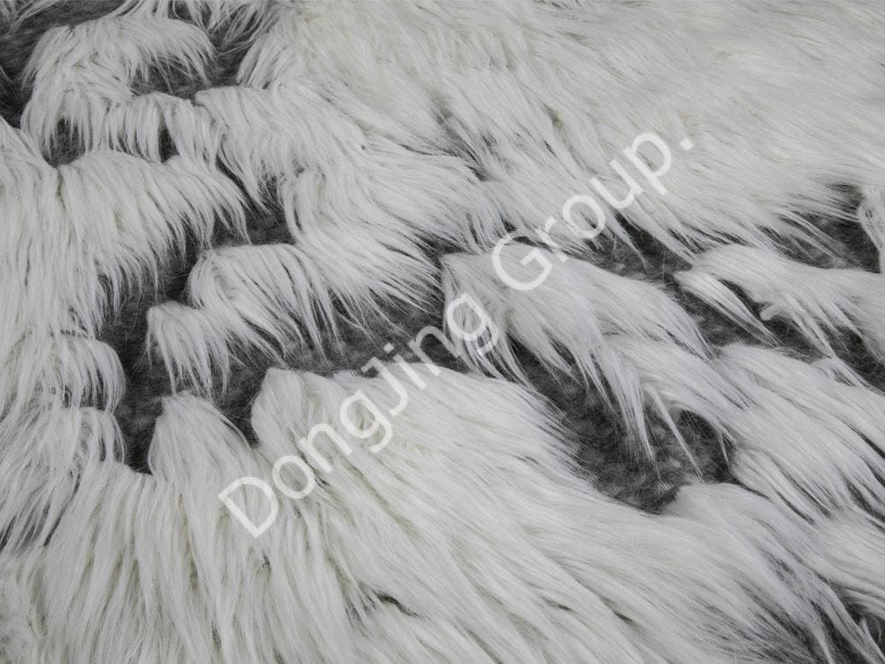 9W0925-Wit lift grijze anti-haar curling vos faux fur fabric