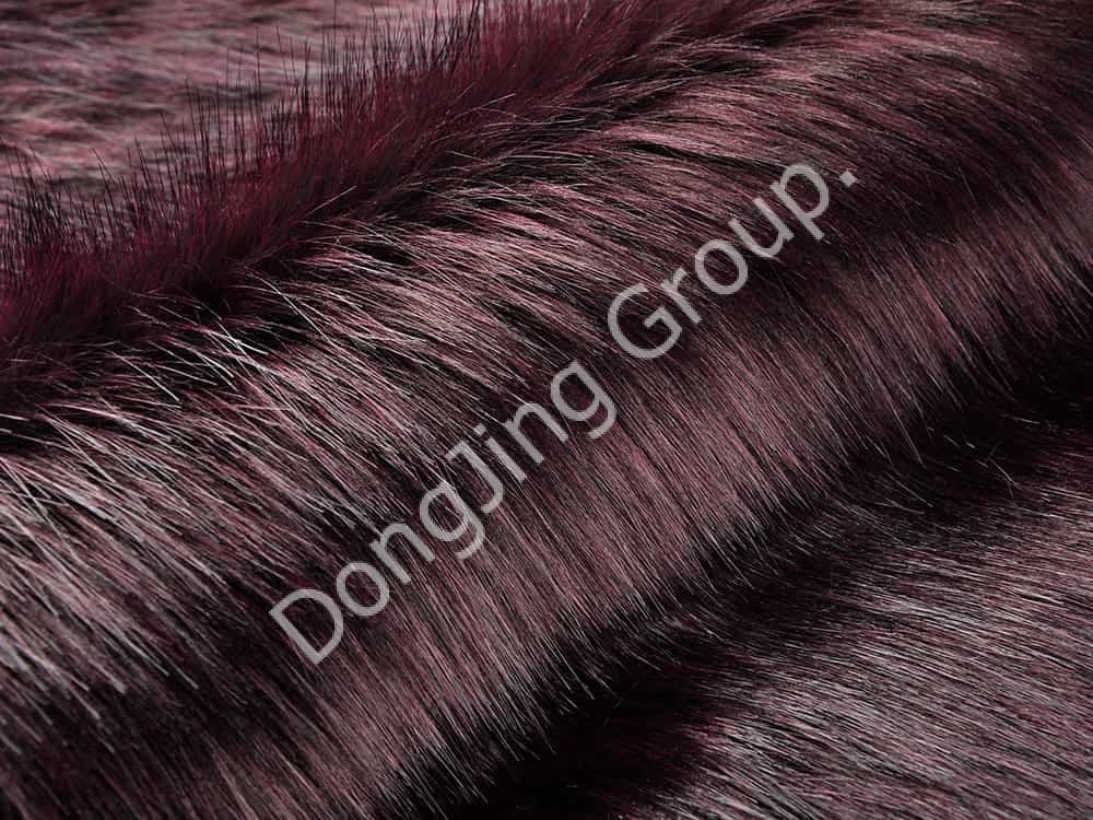 DP0663-Donkergrijs en wijnrood geverfde punt faux fur fabric